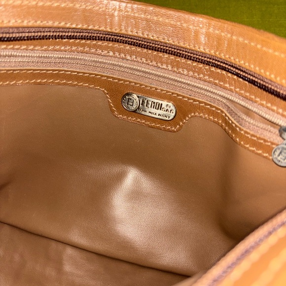 FENDI Shoulder Bag Intre Braided Leather Brown Authentic - Picture 7 of 11